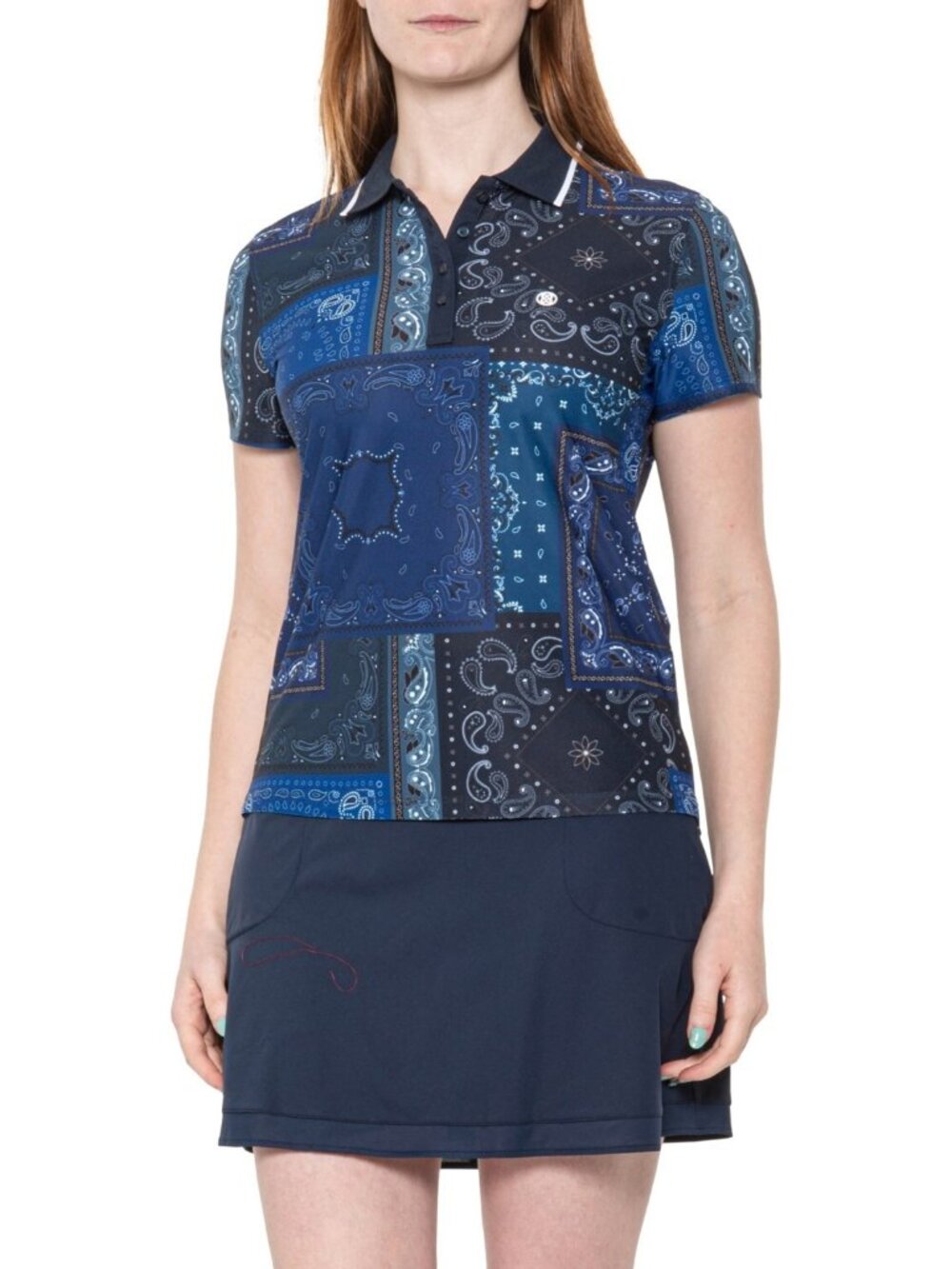 G/FORE Bandana Polo Women's Large Blue